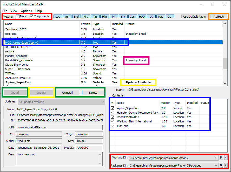 Mod Manager rFactor 2